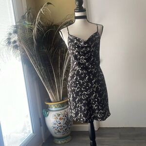 Black floral mini dress